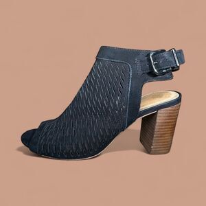 Antonio Melani Black Suede Peep Toe Slingback Heel sz 6.5